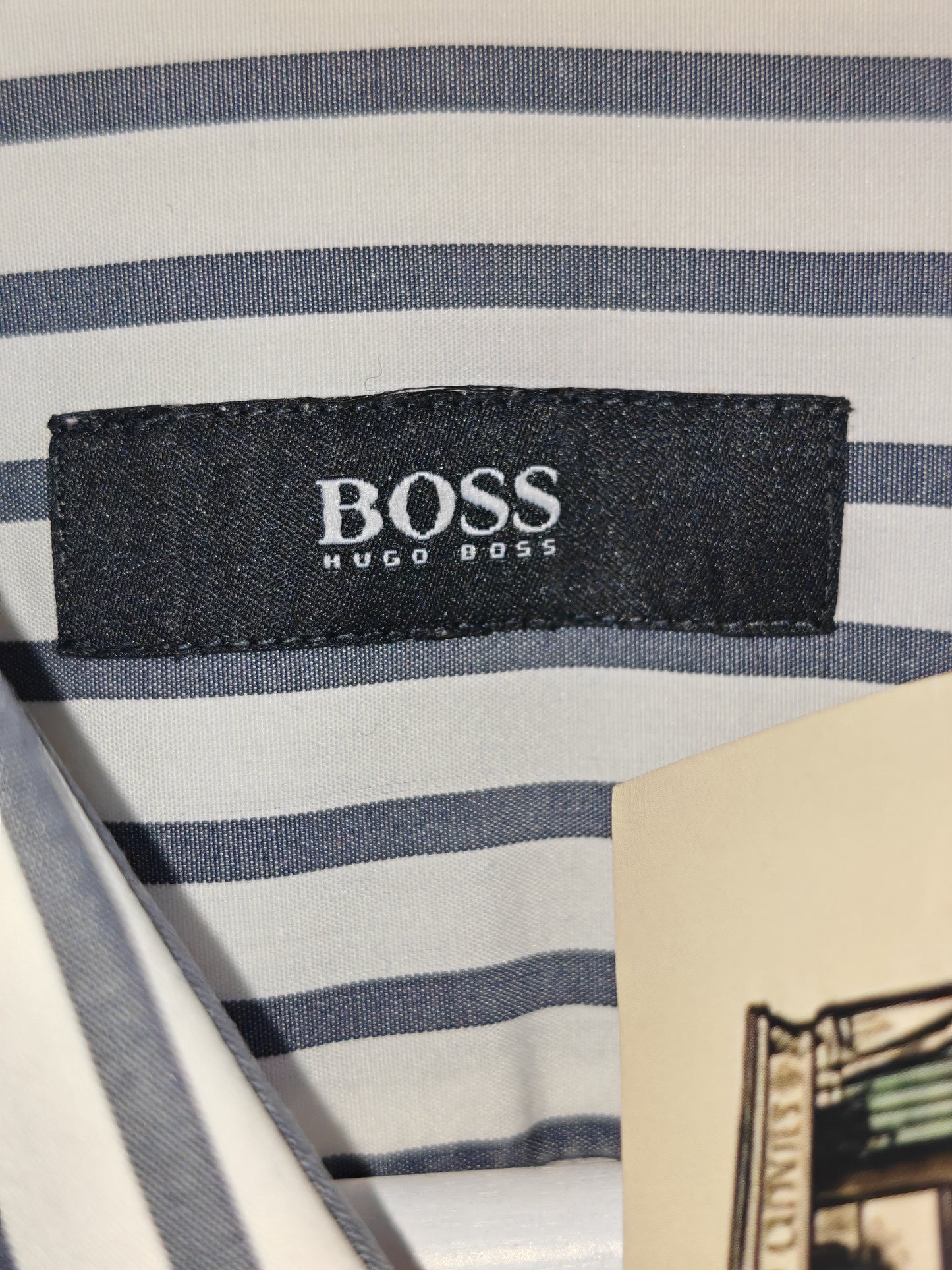 Camicia Hugo Boss Uomo Righe Azzurre e Bianche Taglia L Vintage Elegante