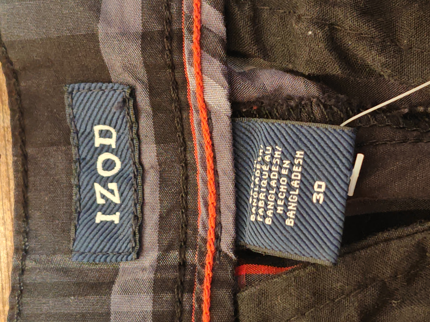 Bermuda Cargo Izod Scozzese Grigio Nero Rosso Uomo Taglia 30 Vintage
