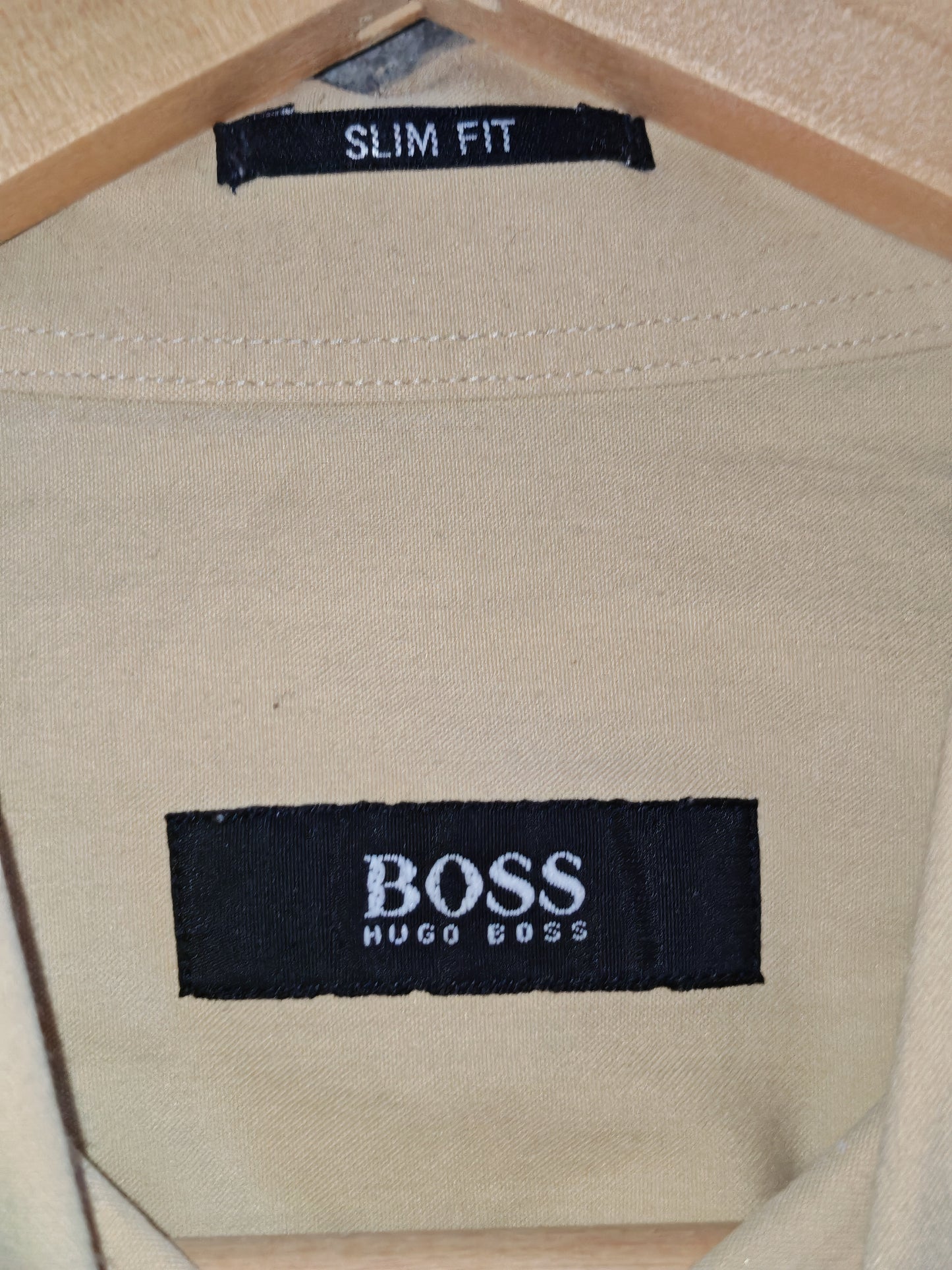 Camicia Hugo Boss Uomo Beige Slim Fit Vintage Taglia XL Cotone Elegante