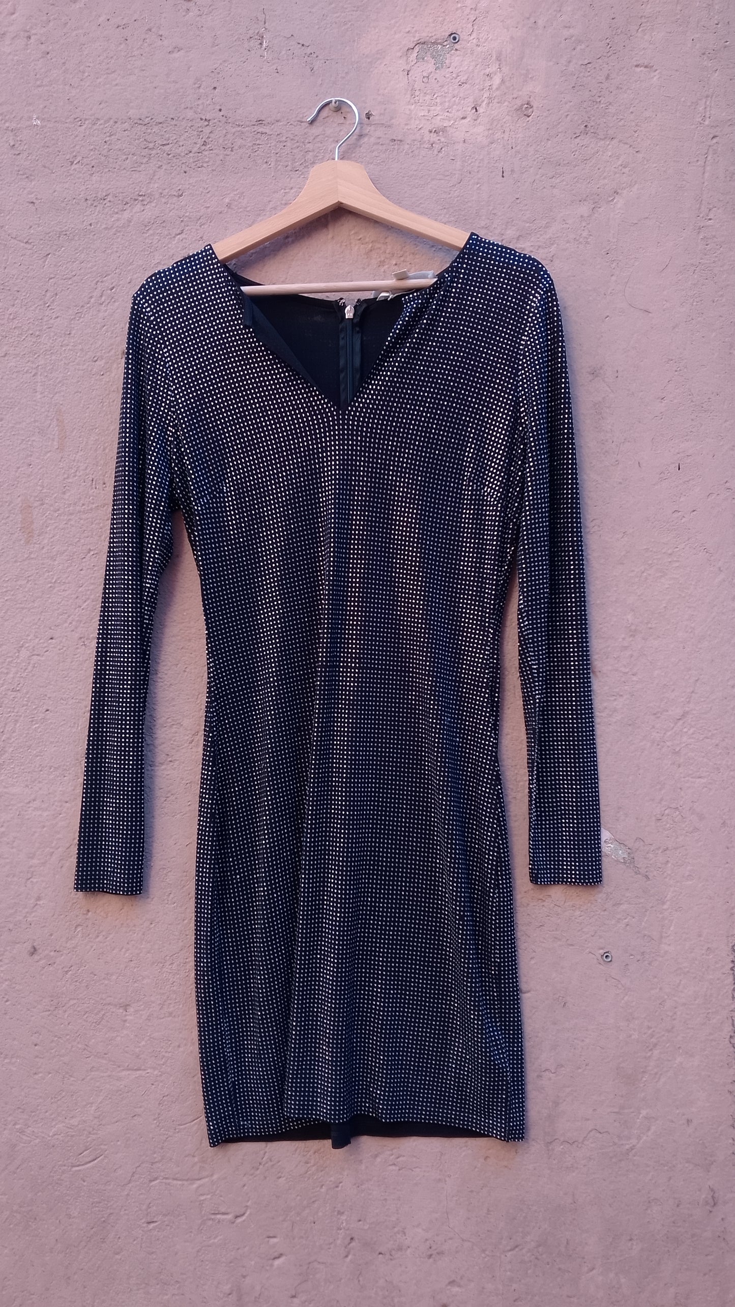 Abito a Tubino Michael Michael Kors Nero con Strass All-Over e Scollo a V