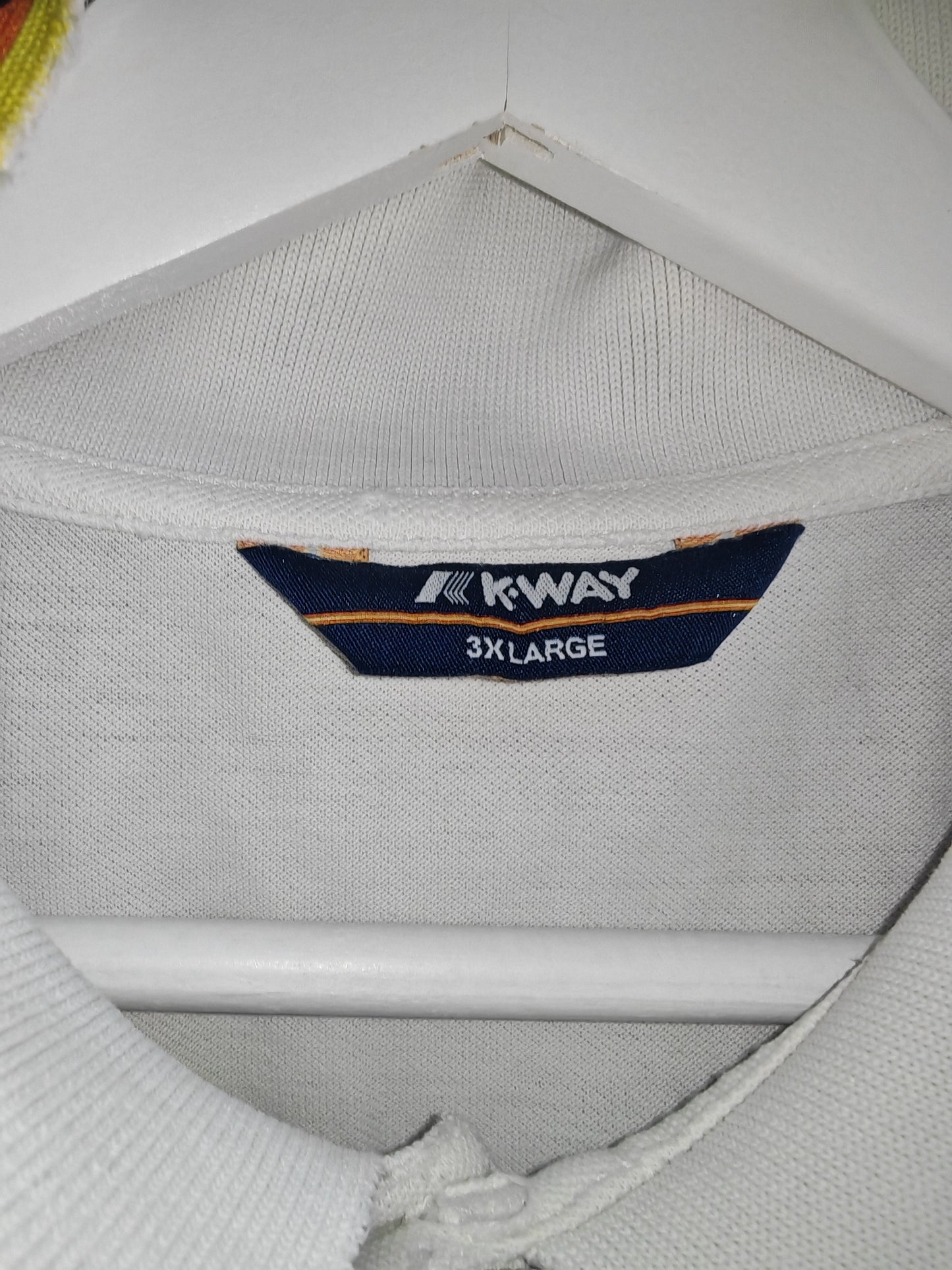 Polo K-Way Vintage Bianca Uomo 3XL Retro Tennis
