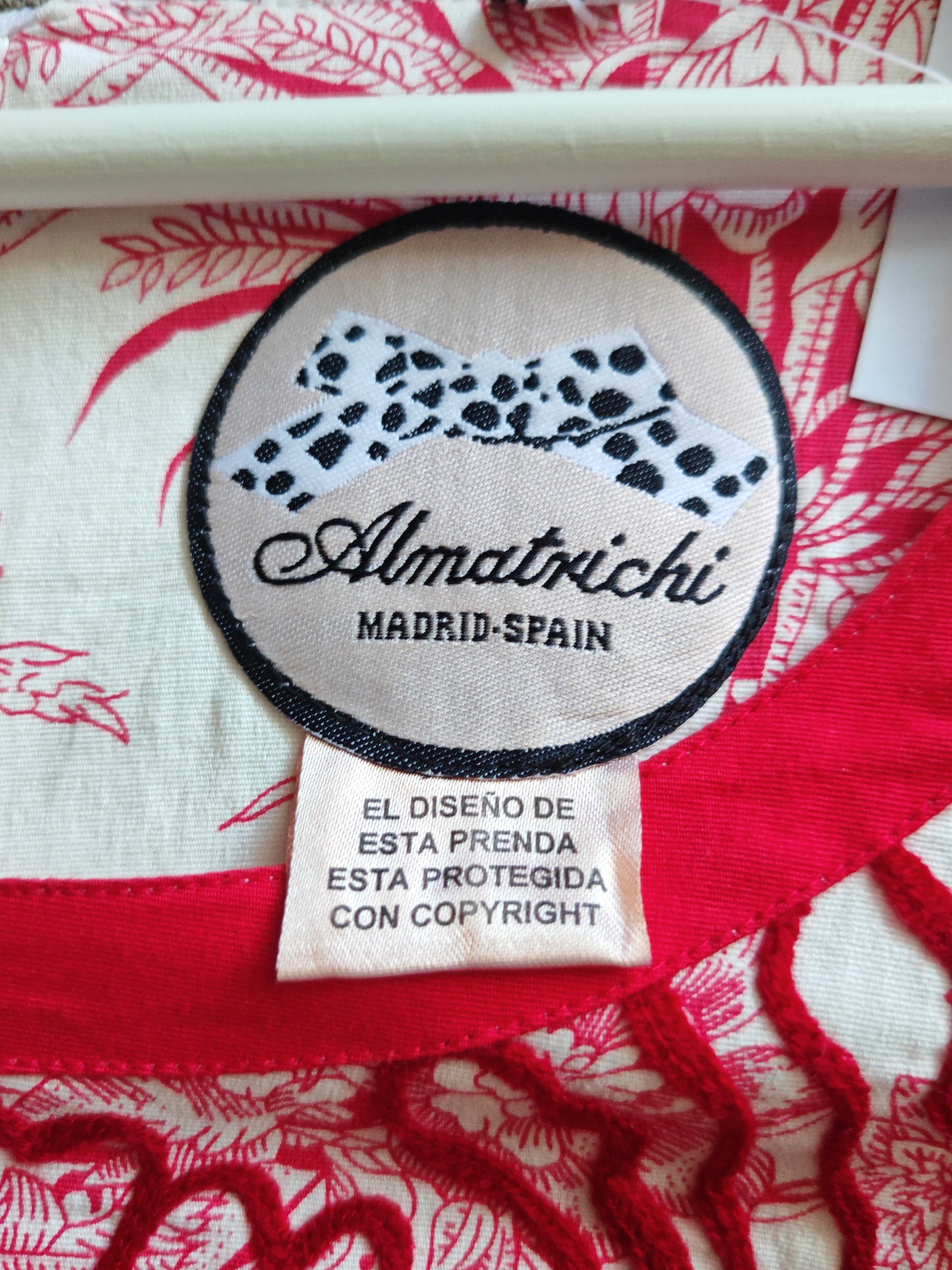 Abito Donna Almatrichi Madrid Rosa e Bianco Ricamato Boho Chic Taglia 38