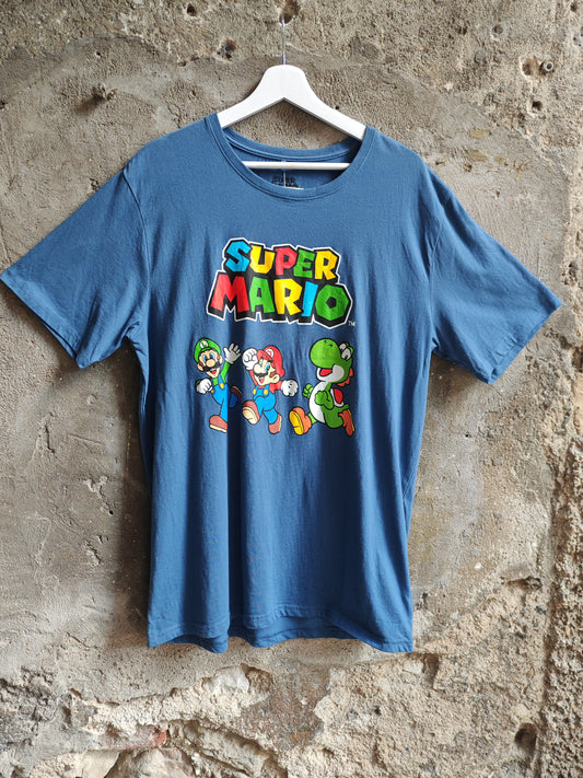 Super Mario Nintendo T-Shirt Blue Graphic XL