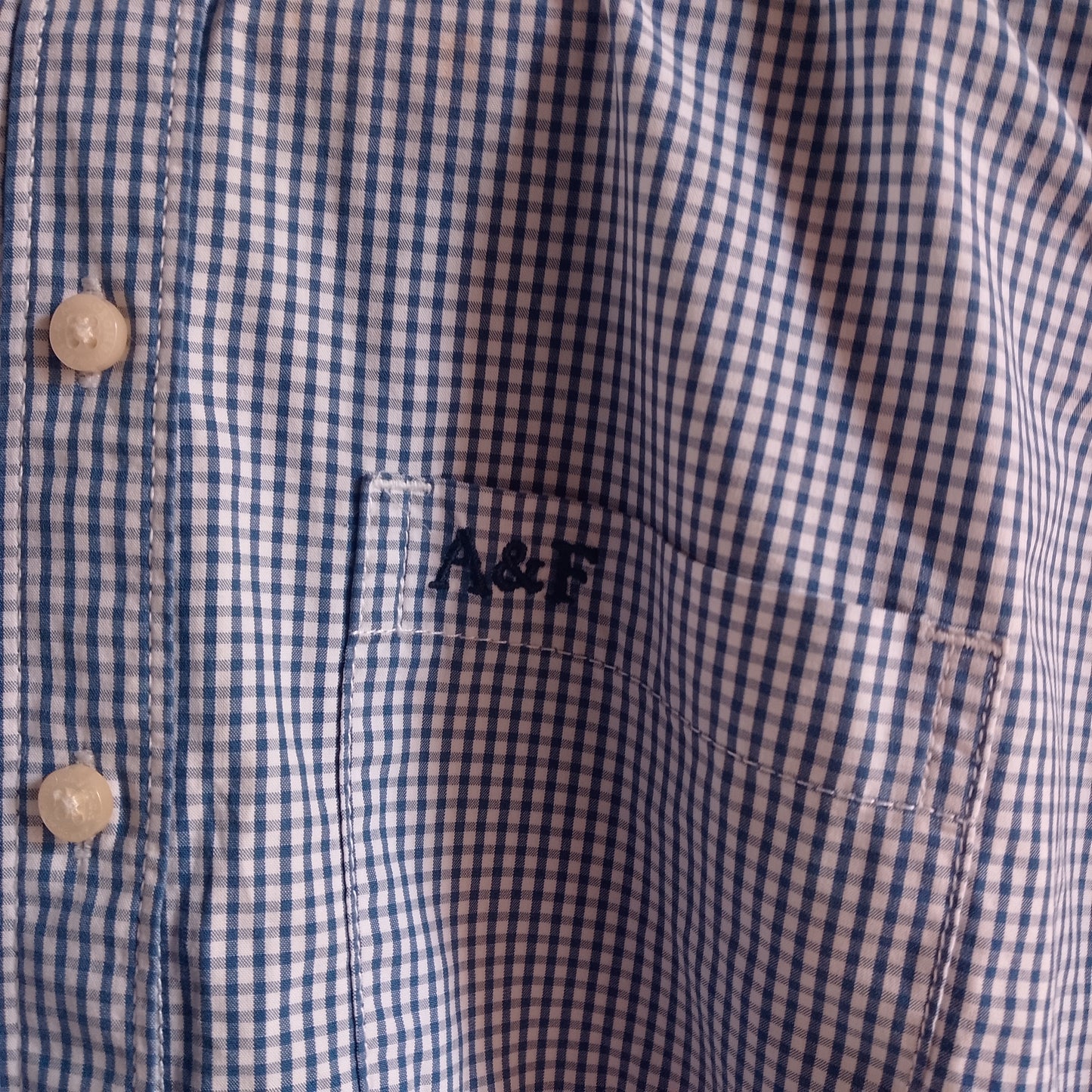 Camicia Abercrombie & Fitch da Donna in Cotone a Quadretti Bianco e Blu - Taglia M
