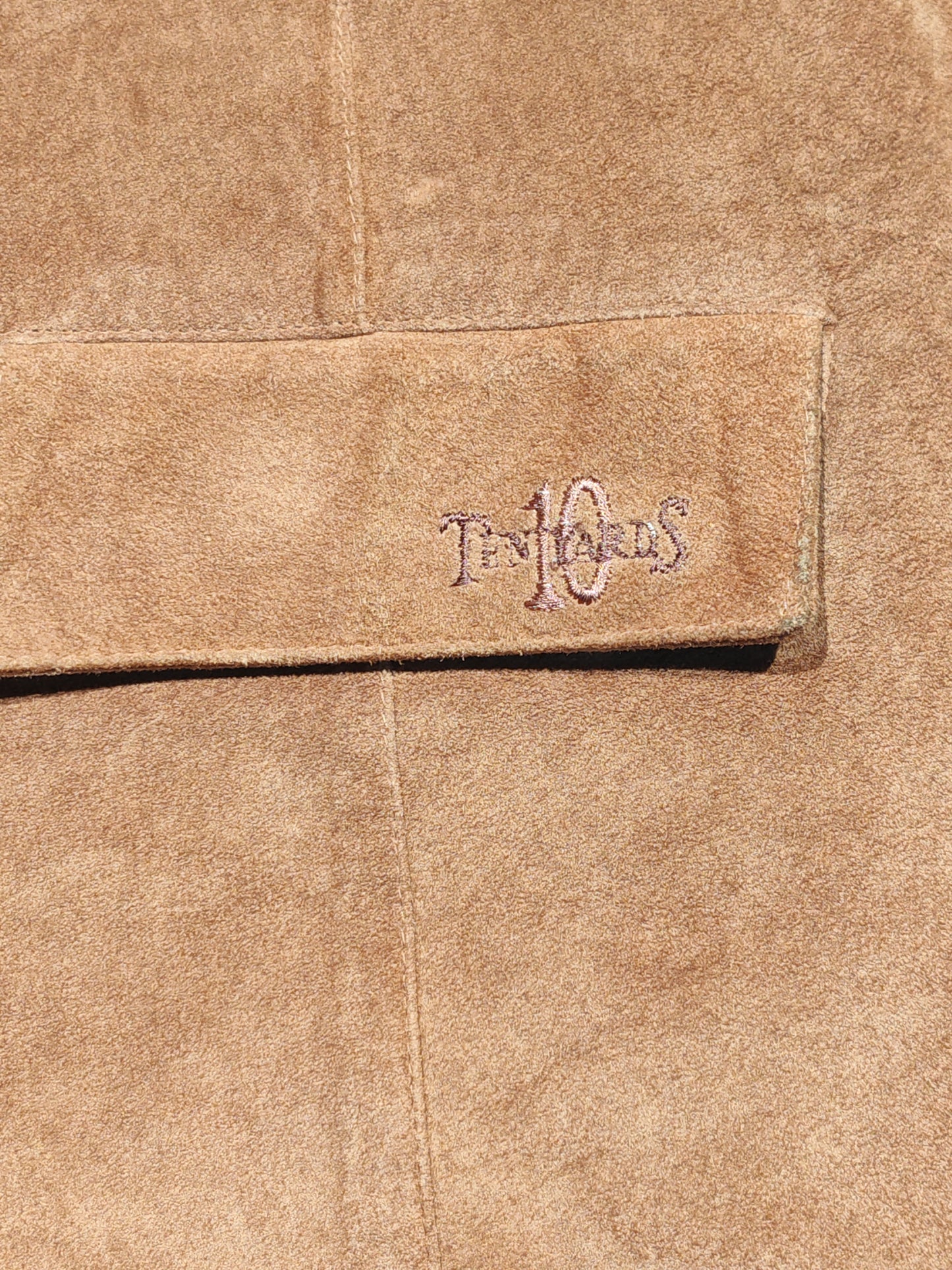 Gilet Vintage in Vera Pelle Scamosciata Ten Years Marrone Camel Uomo Taglia L