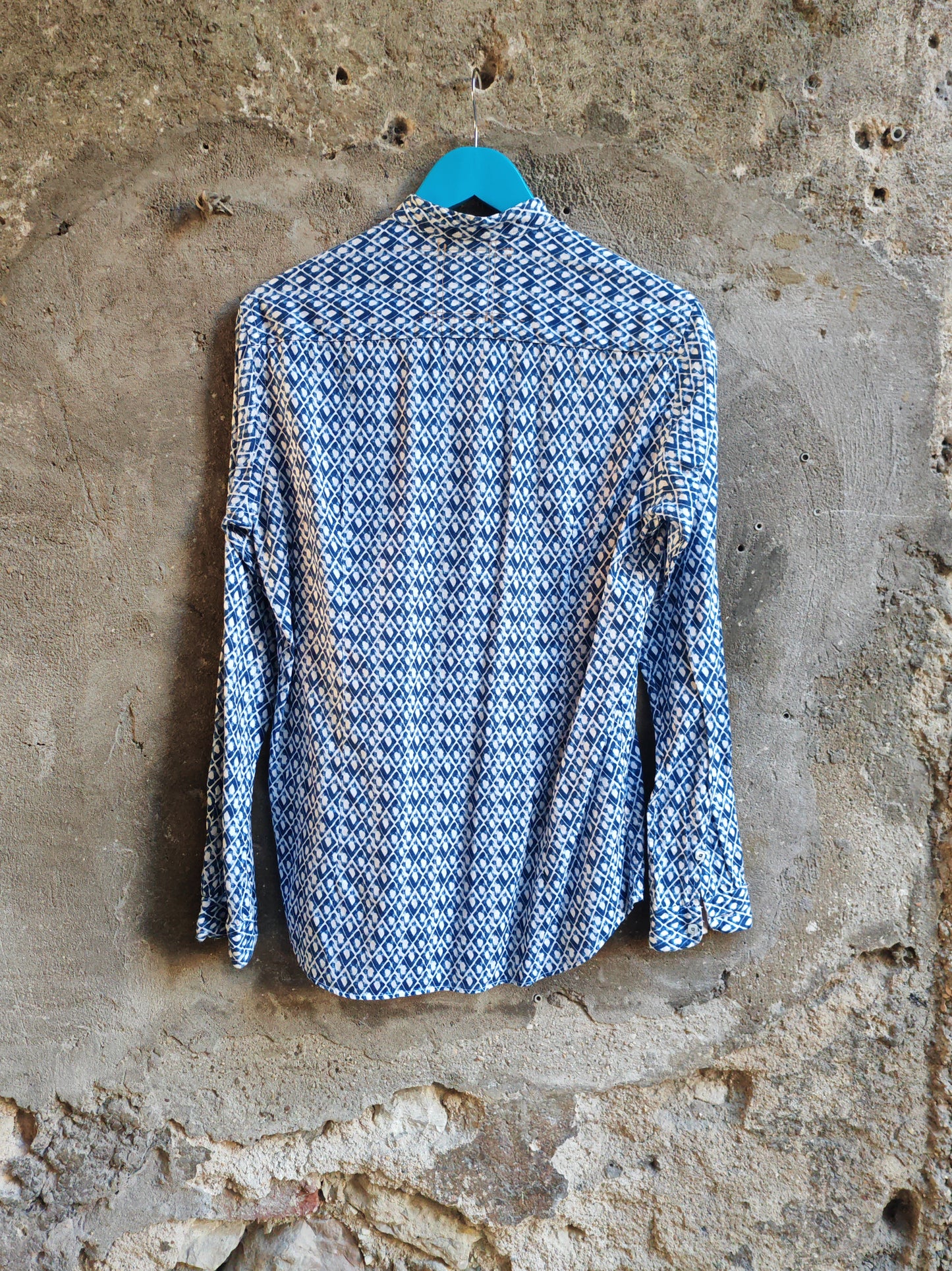 Camicia T Brand Fantasia Geometrica Blu e Bianca Made in Italy