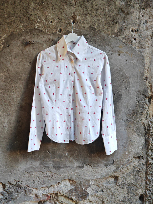 Camicia Vintage Simon Siegfried New York Bianca Ricamata Taglia 46 Donna