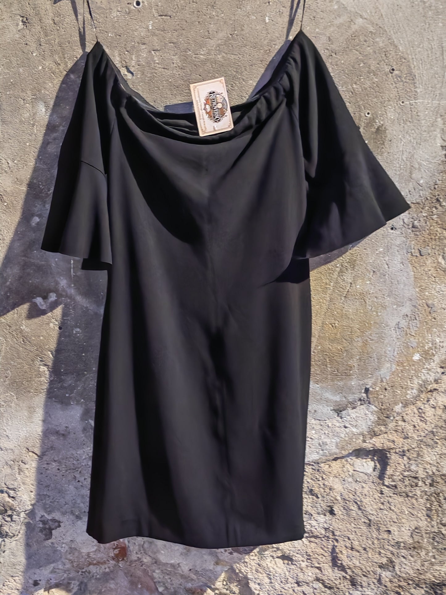 Abito Pinko Nero Made in Italy Scollo Bardot Elegante Donna