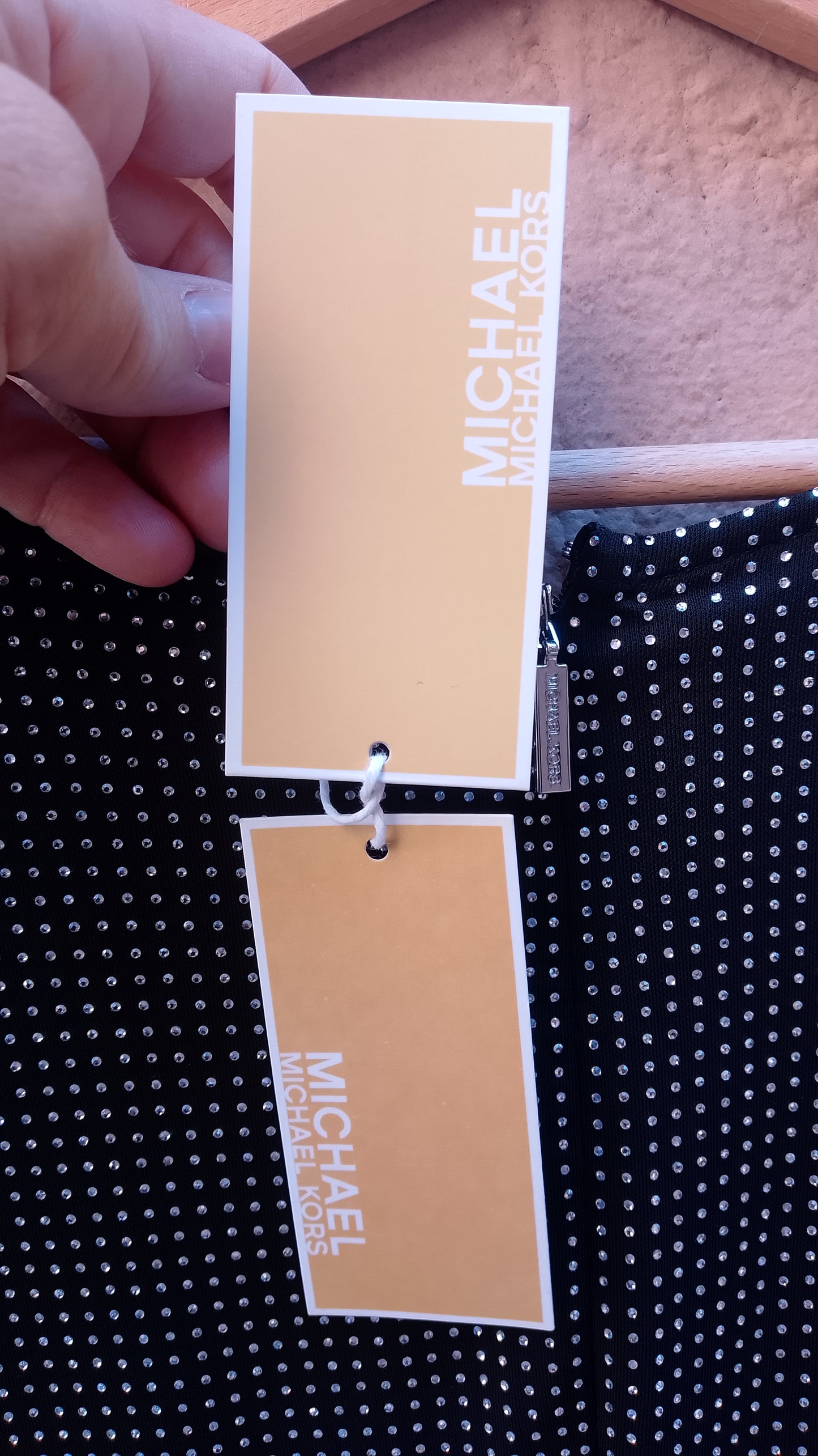 Abito a Tubino Michael Michael Kors Nero con Strass All-Over e Scollo a V