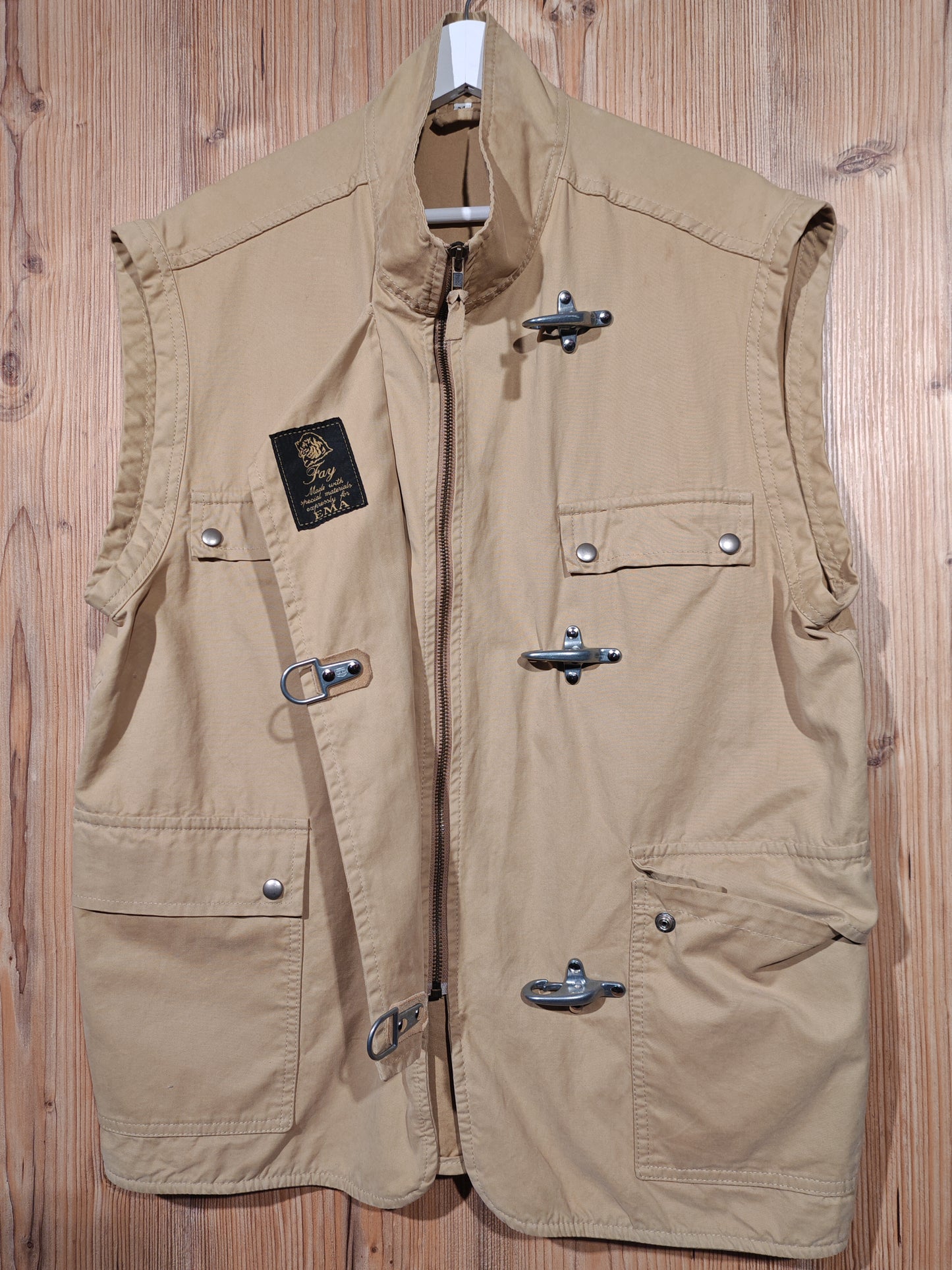 Gilet Fay Uomo Beige Utility Safari Vintage Multi Tasca