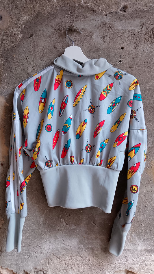 Adidas Originals x Jeremy Scott Giacca Bomber Crop Vintage Motivo Etnico Donna Taglia 38