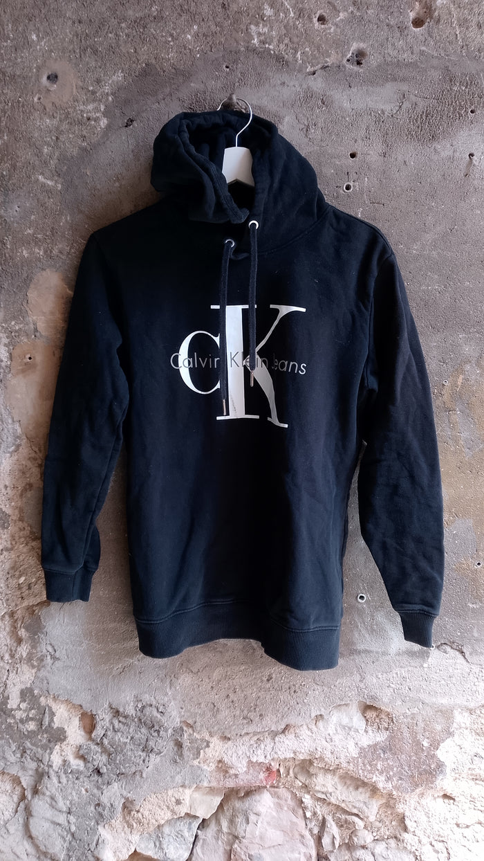 Calvin Klein Jeans Felpa Nera con Cappuccio e Logo Donna Taglia S