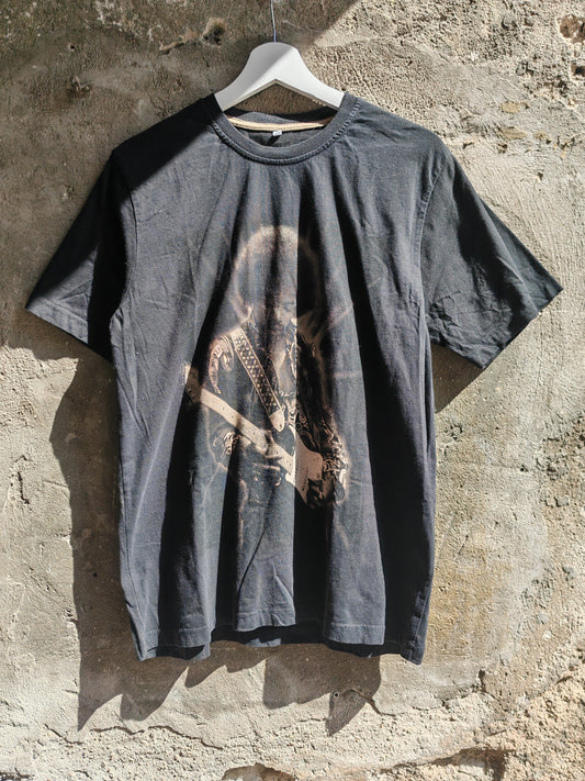 Vintage Guitar Player Graphic T-Shirt Black L Rock Style