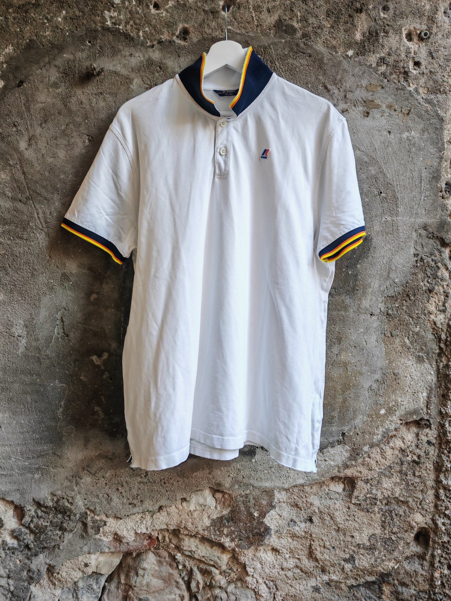 Polo K-Way Vintage Bianca Uomo 3XL Retro Tennis