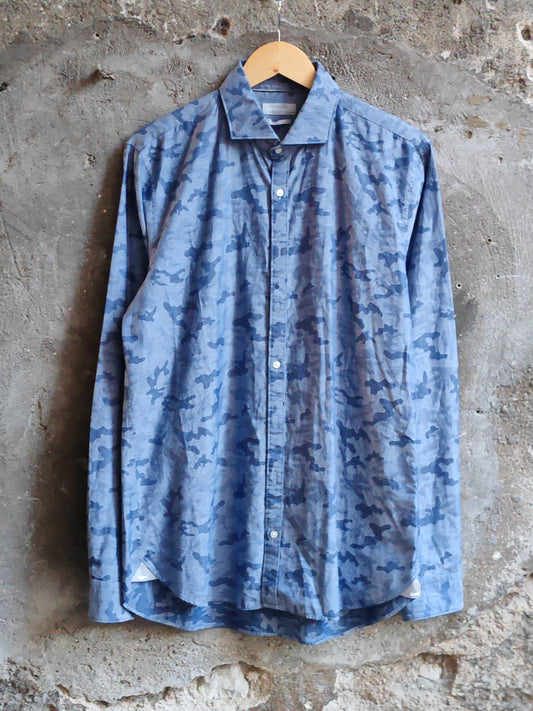Camicia Michael Kors Camouflage Blu Uomo Slim Fit