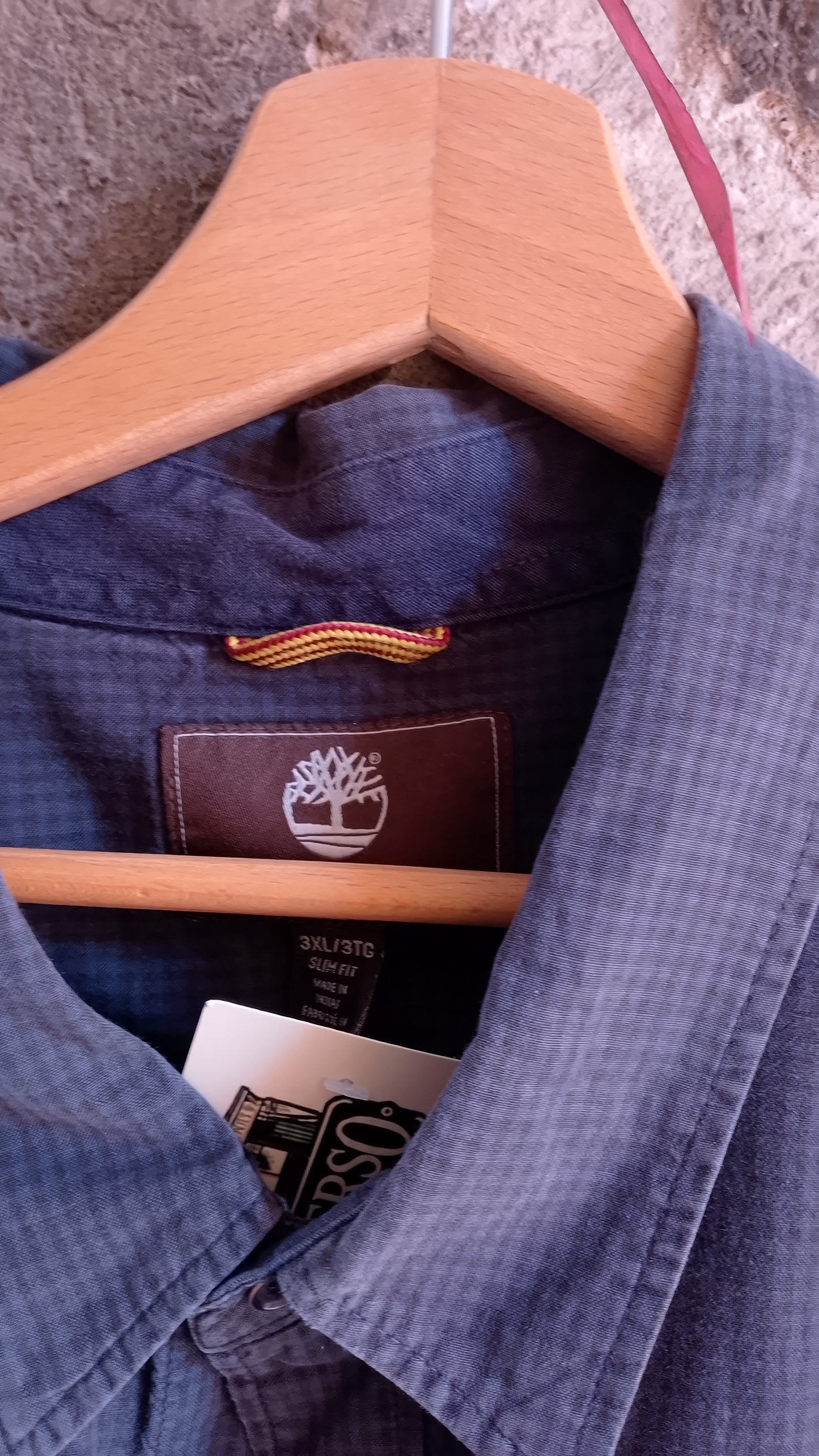 Camicia Uomo Mezza Manica Timberland Micro Quadretti Blu Navy Taschino Logo Ricamato Casual Taglia 3XL Slim Fit