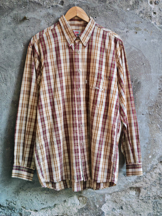 Camicia Levi's Uomo Quadri Vintage Beige Bordeaux Taglia L Button Down