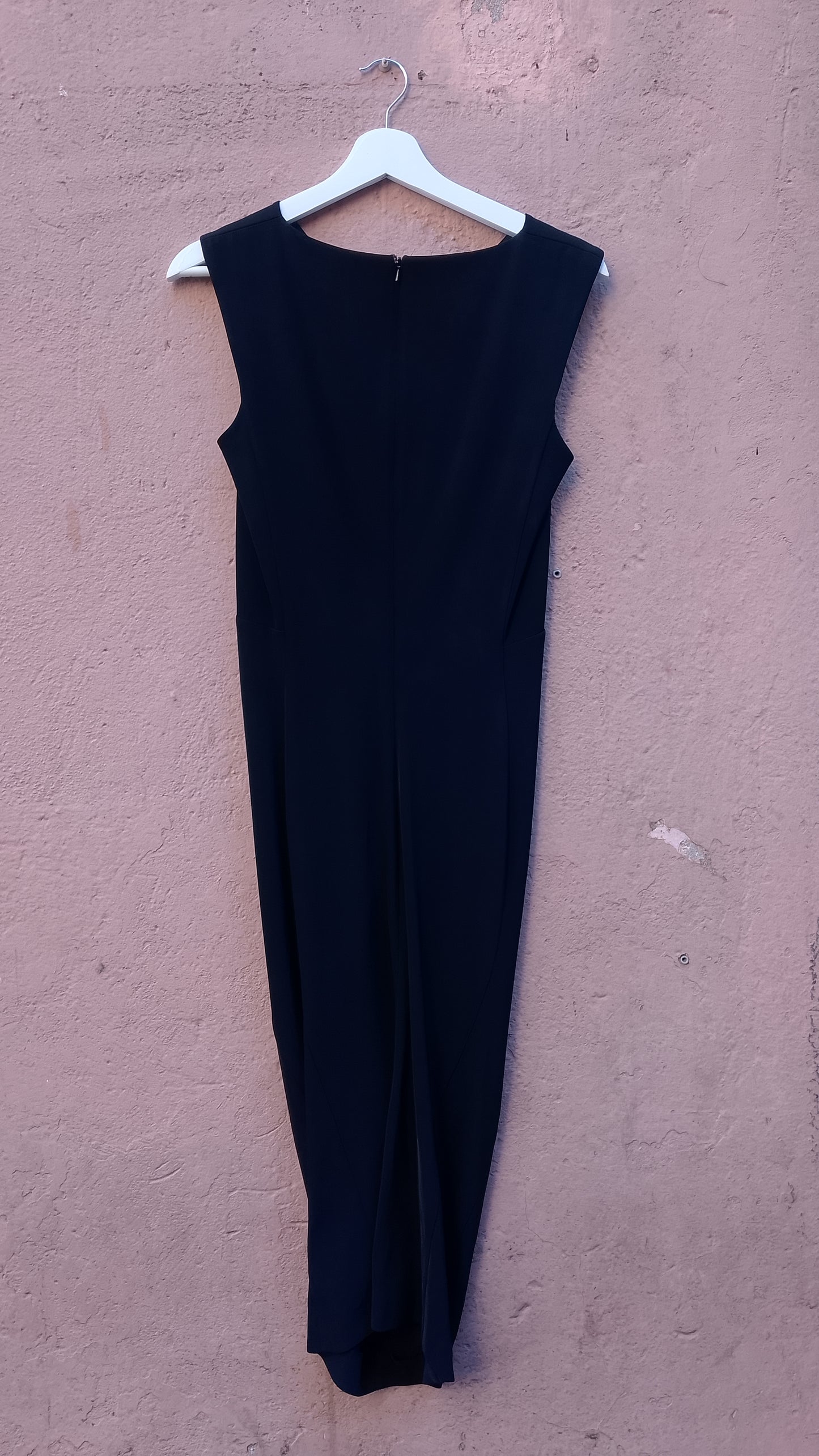 Abito Longuette Nero Sportmax Max Mara Vintage Asimmetrico a Tubino Elasticizzato
