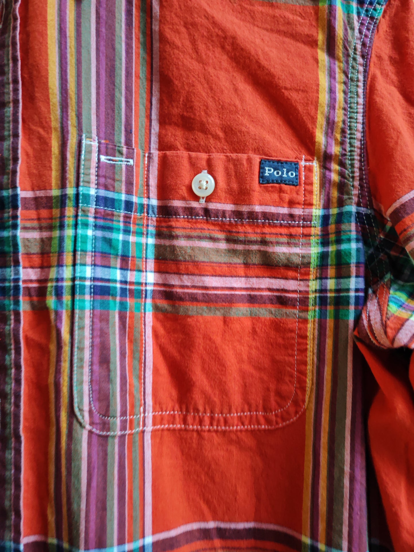 Camicia Polo Ralph Lauren Donna Quadri Rossi Vintage Taglia L 14-16