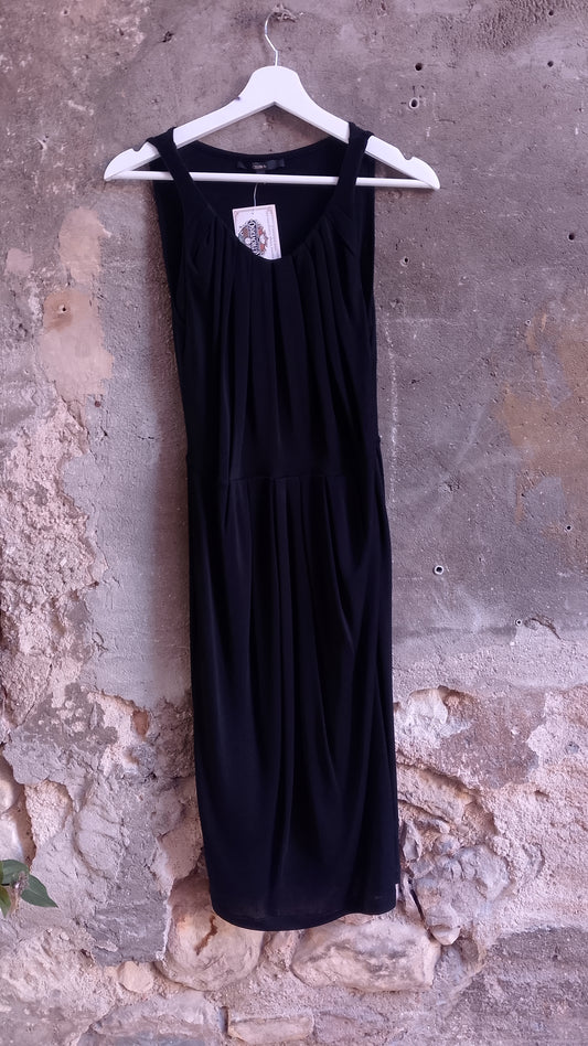 Abito Tubino Nero Celyn B. Elisabetta Franchi Vintage Plissettato senza Maniche