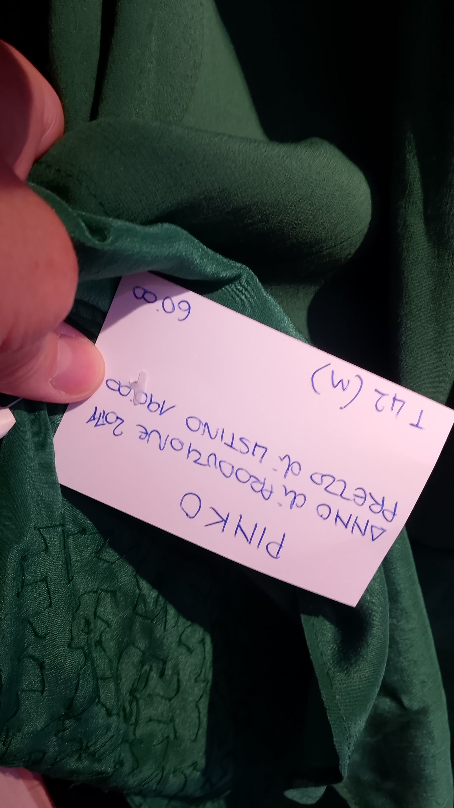 Abito a Tunica Smeraldo Pinko Contemporaneo con Paillettes e Fondo Asimmetrico