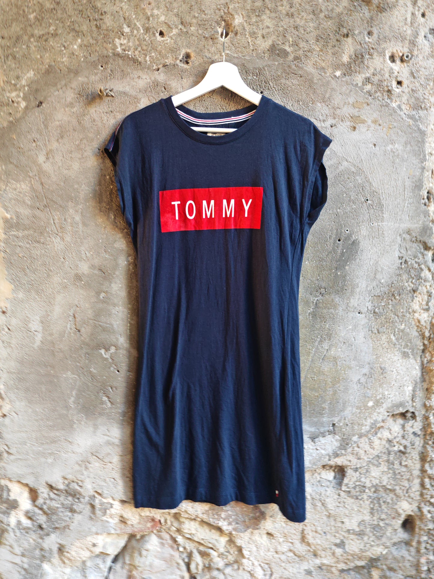 Tommy Hilfiger Denim Vestito T-Shirt Blu Navy Logo TOMMY