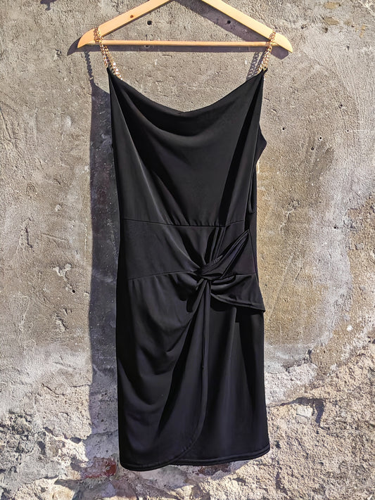 Abito Nero Elegante Donna Nona Lie con Spalline Gioiello Taglia M